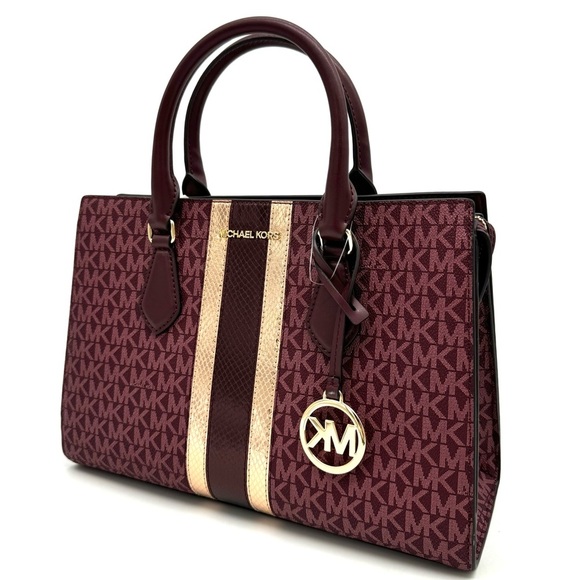Michael Kors Sheila Medium Center Zip Satchel Bag Ox Blood Multi - Picture 2 of 11